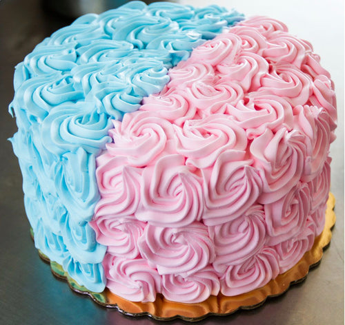 Blue & Pink Rosette Gender Reveal Cake