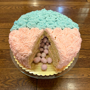 Blue & Pink Rosette Gender Reveal Cake